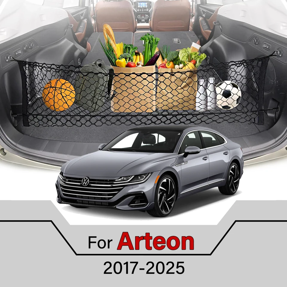 Cargo Net Stretable, Gadgets automobilov, nastaviteľná elastická úložná sieť s kmeňom s háčikom pre Volkswagen Arteon 2017-2025
