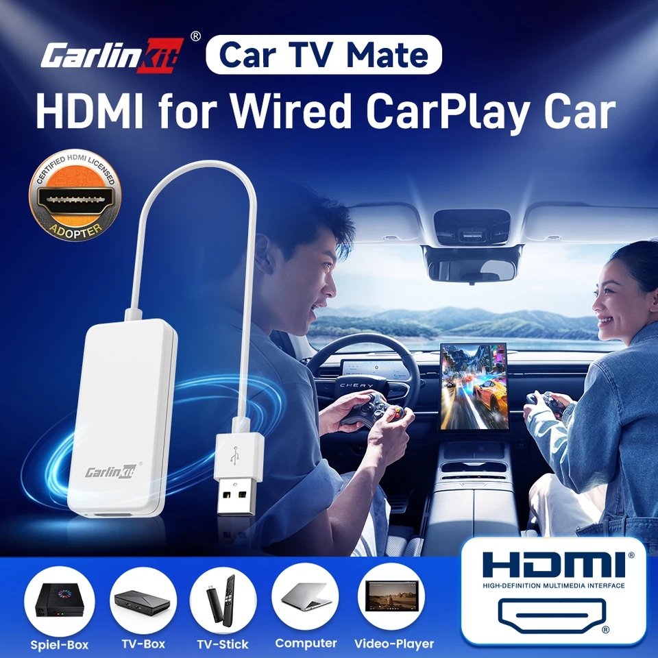 CarLinkit Car TV TV Mate Converter Video VIDEAT HDMI USB Adapter pre hru Fire TV Stick Game alebo TV set-top box pre OEM WIRED CARPLAY AUT