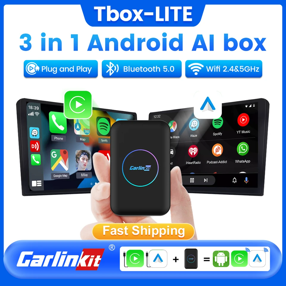 CarLinkit CarPlay Smart TV Box Wireless Android Auto Quad-Core 3+32G AI Box Android 10 Wireless 3 v 1 adaptér pre Netflix IPTV