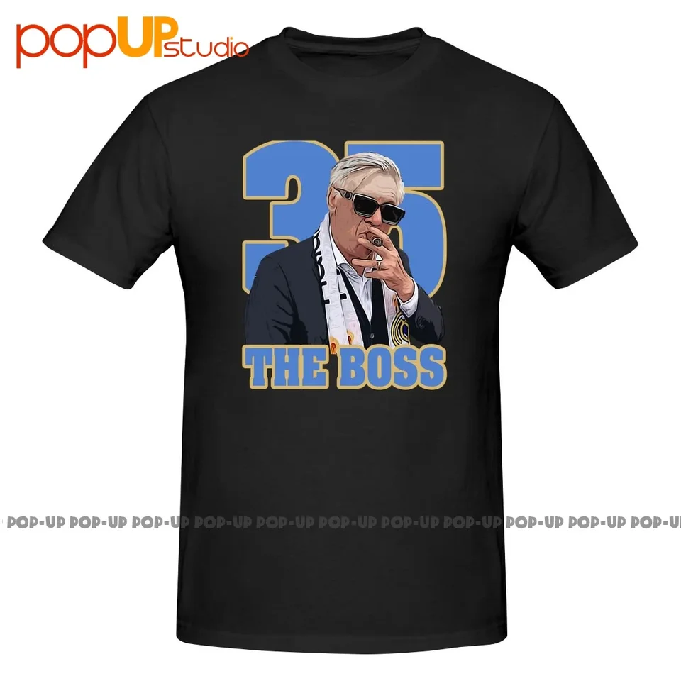 Carlo ancelotti fajčí cigaru carlo the Boss Champions 35 klasické tričko tričko tričko Vtg Natural