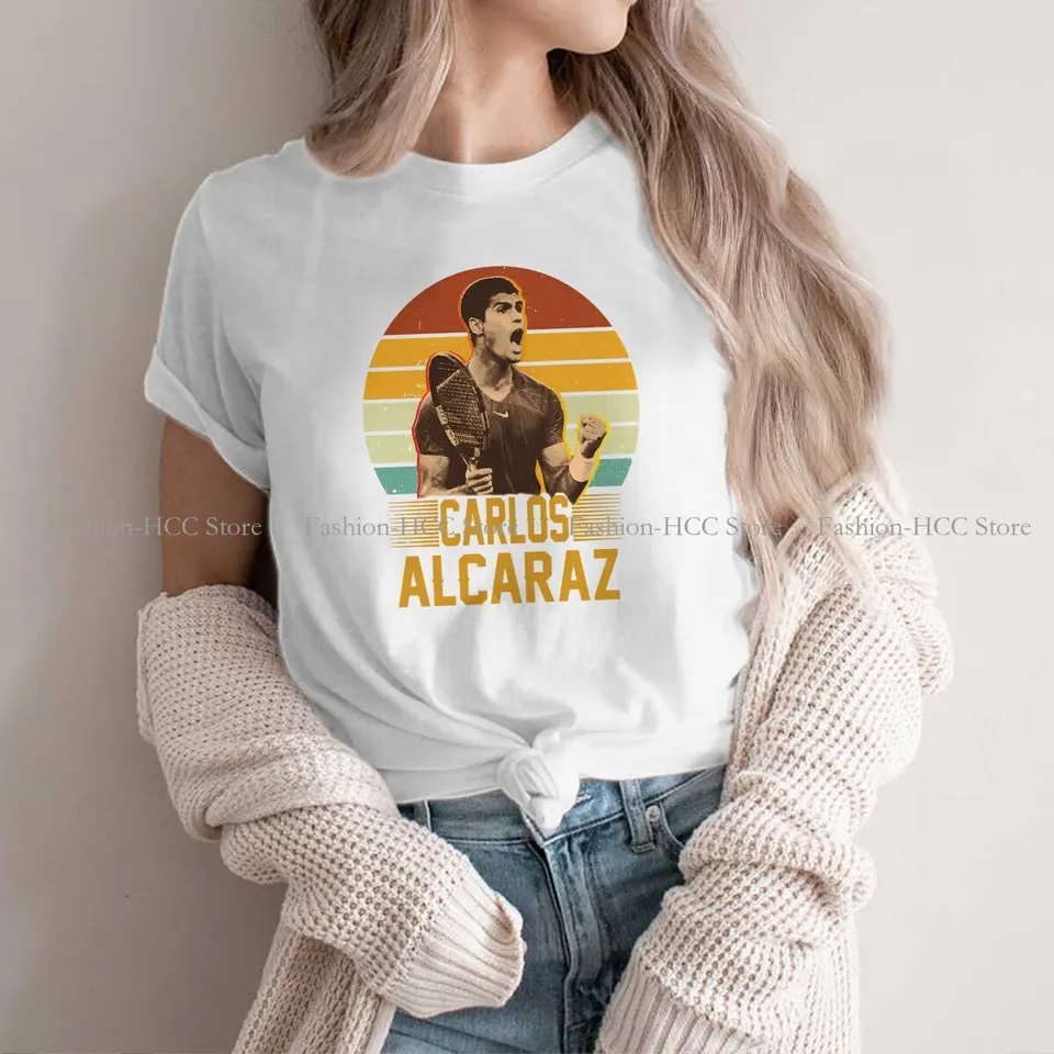 Carlos Alcaraz Retro retro vintage okrúhly golier polyester tričko tenis základné tričko dámske oblečenie móda