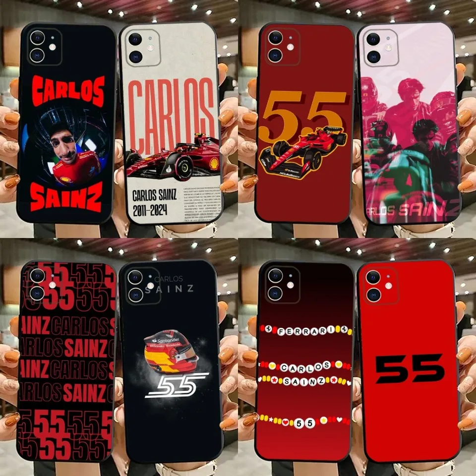 Carlos Sainz F1 55 Puzdro pre telefón pre iPhone 15,14,13,12,11, plus, Pro Max, XS, X, XR, SE, MINI, 8,7 Soft Silikone Black Cover