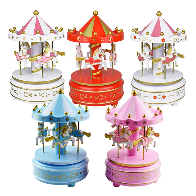Carousel Music Box Cake Dekoratívna ozdoba detské narodeniny darček hračky Romantické stolné plochy vianočné domáce dekorácie