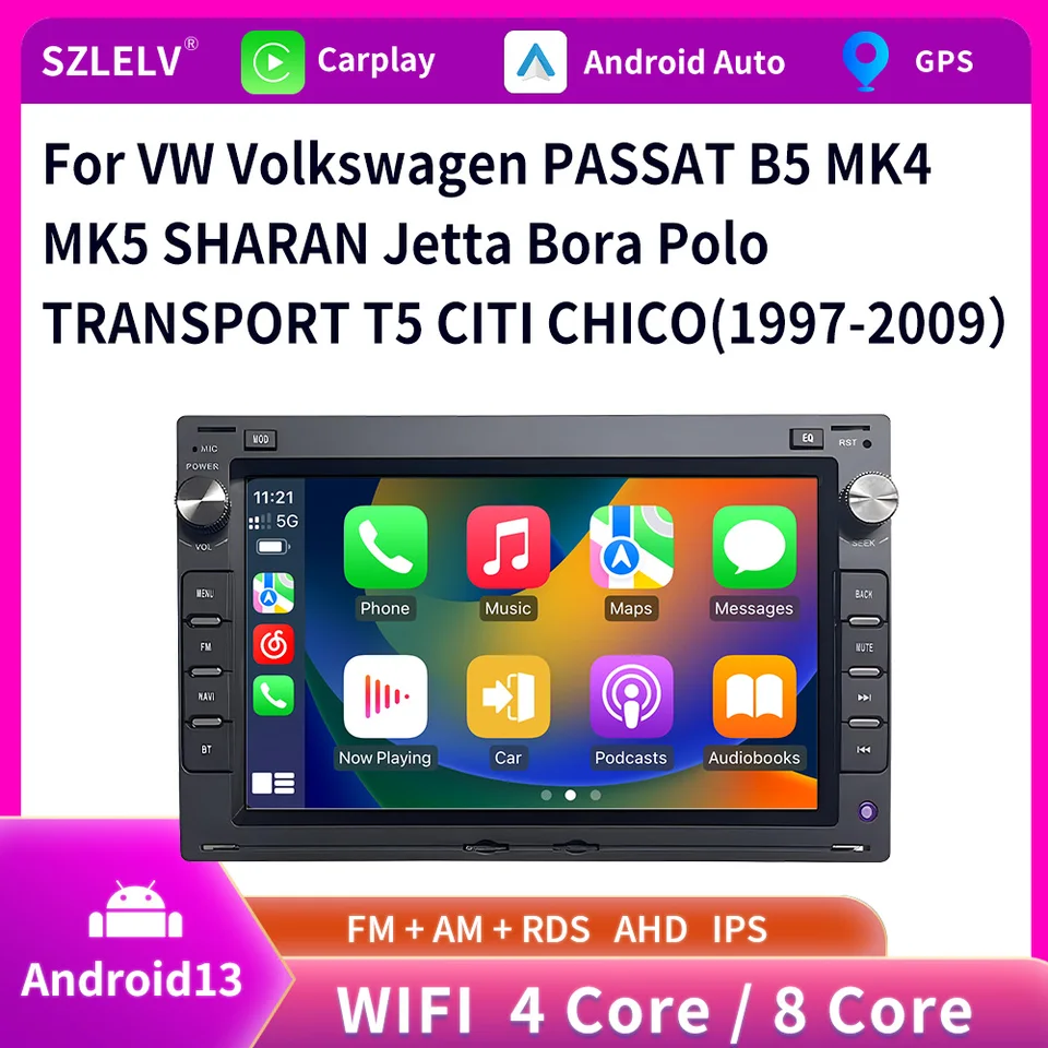 CarPlay Android 13 Auto Car Radio pre Volkswagen Vw Passat Bora T4 T5 Lupo Sharan Polo Citi Chico Jetta Golf Navi Player Audio Audio
