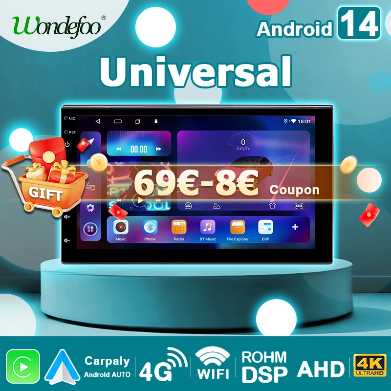 CarPlay Android 14 Universal pre Volkswagen Nissan Toyota Hyundai Kia Android Android Android multimediálny hráč Auto Bluetooth