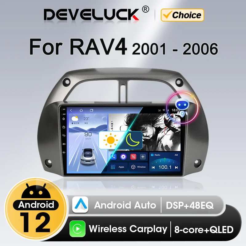 CarPlay Android 2 Din Car Auto pre Toyota Rav4 RAV 4 2001 2002 2003 2004 2005 2006 2006 Multimedia Player Navigation GPS Stereo DVD