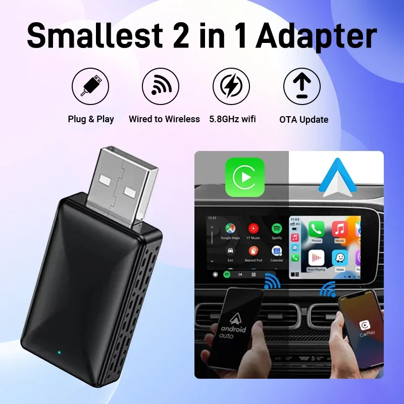 CarPlay Android Auto bezdrôtový adaptér pre Toyota Mazda Nissan Camry Suzuki Subaru Citroen Audi Mercedes Kia Ford Opel Spotify BT