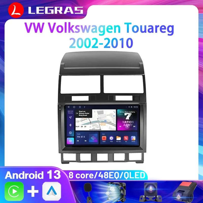 CarPlay Android Auto multimediálny stereofónny hráč pre VW Volkswagen Touareg 2002-2010