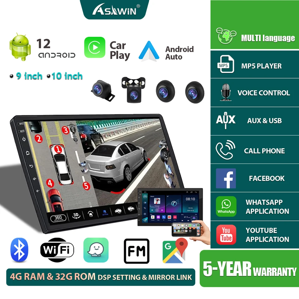 CarPlay Android Player 360 pre navigáciu automobilov 7 