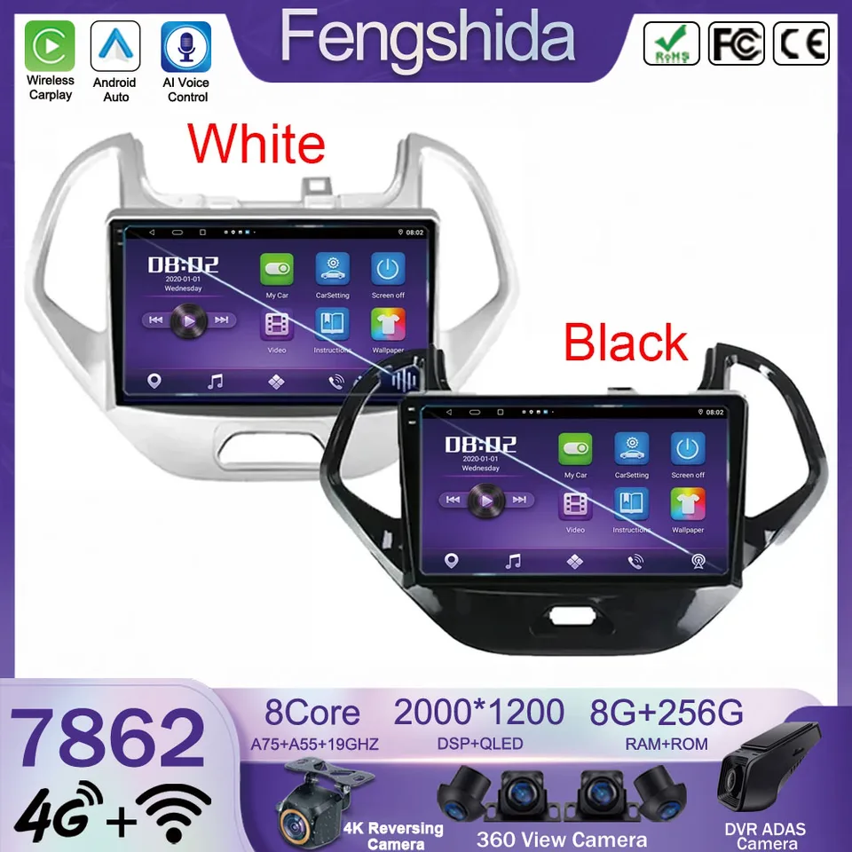CarPlay Android pre CarPlay pre Ford Figo KA 2015 2016 2017 2018 2019 2020 Automobilový bluetooth multimediálny prijímač Pantalla Coche