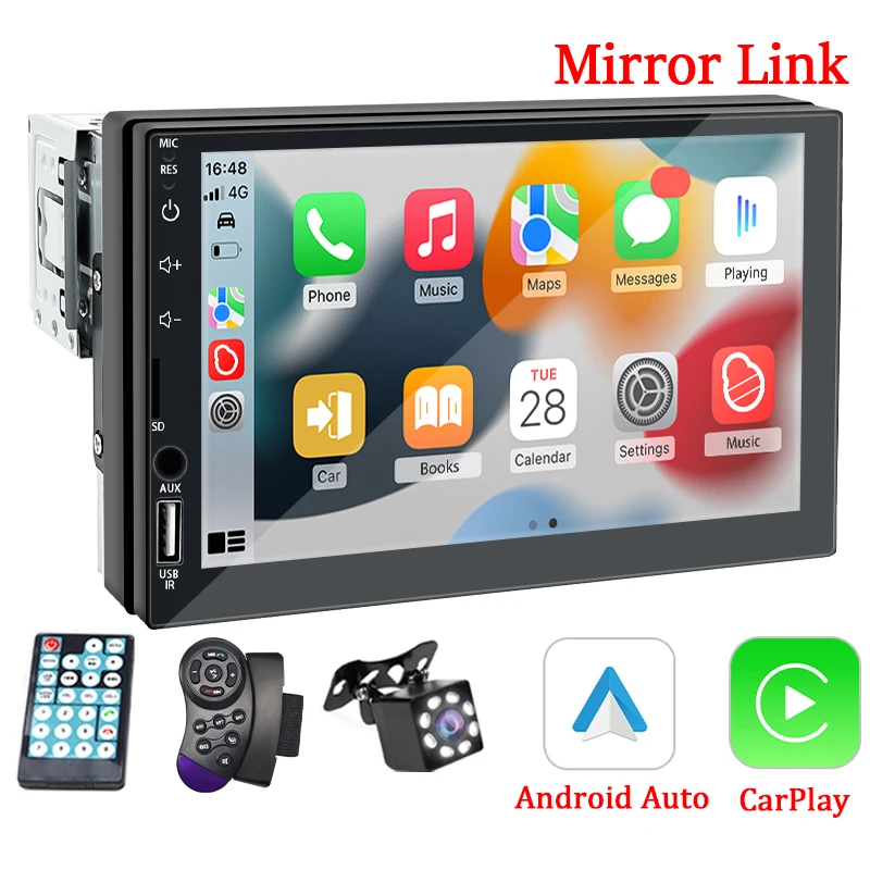 CarPlay Auto Android Auto Multimedia Player HD 7 '' Touch Screen FM AUX Vstup Bluetooth Universal Autoradio