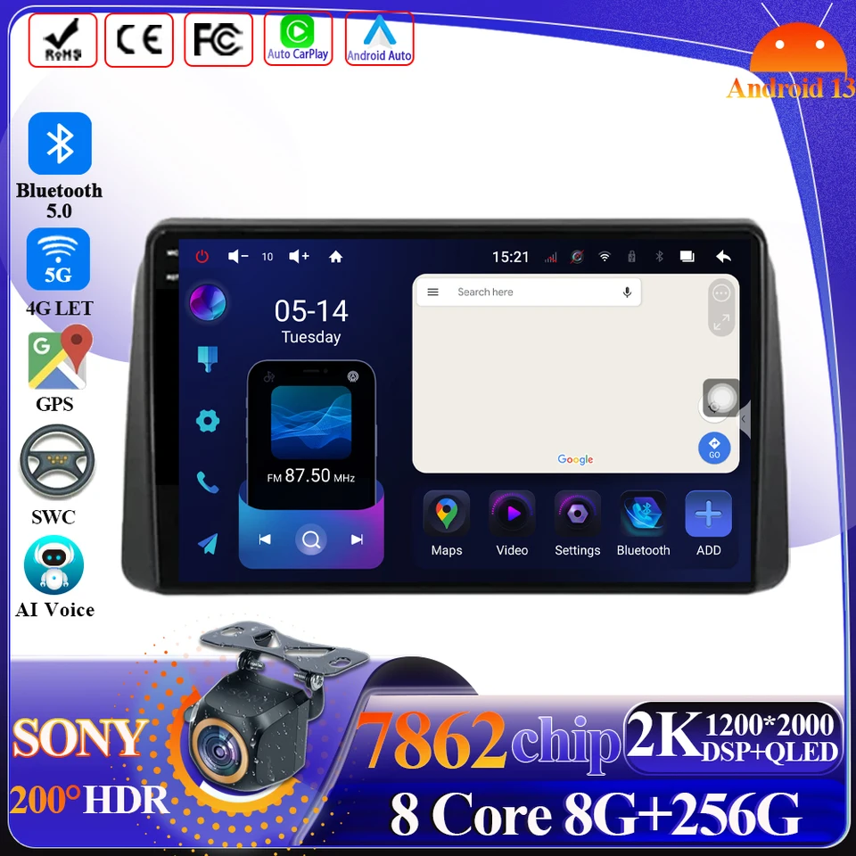 CarPlay Car Radio Android pre Chrysler Grand Voyager 5 2011-2015 pre Dodge Grand Caravan 2008-2020 Multimedia Video Player 5G