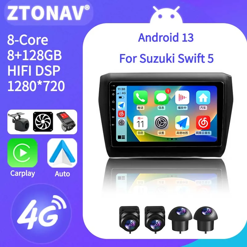 CarPlay Car Stereo pre Suzuki Swift 5 2016 - 2020 Multimedia Android Radio Player HeadUnit Carplay Auto Support 360 Camera