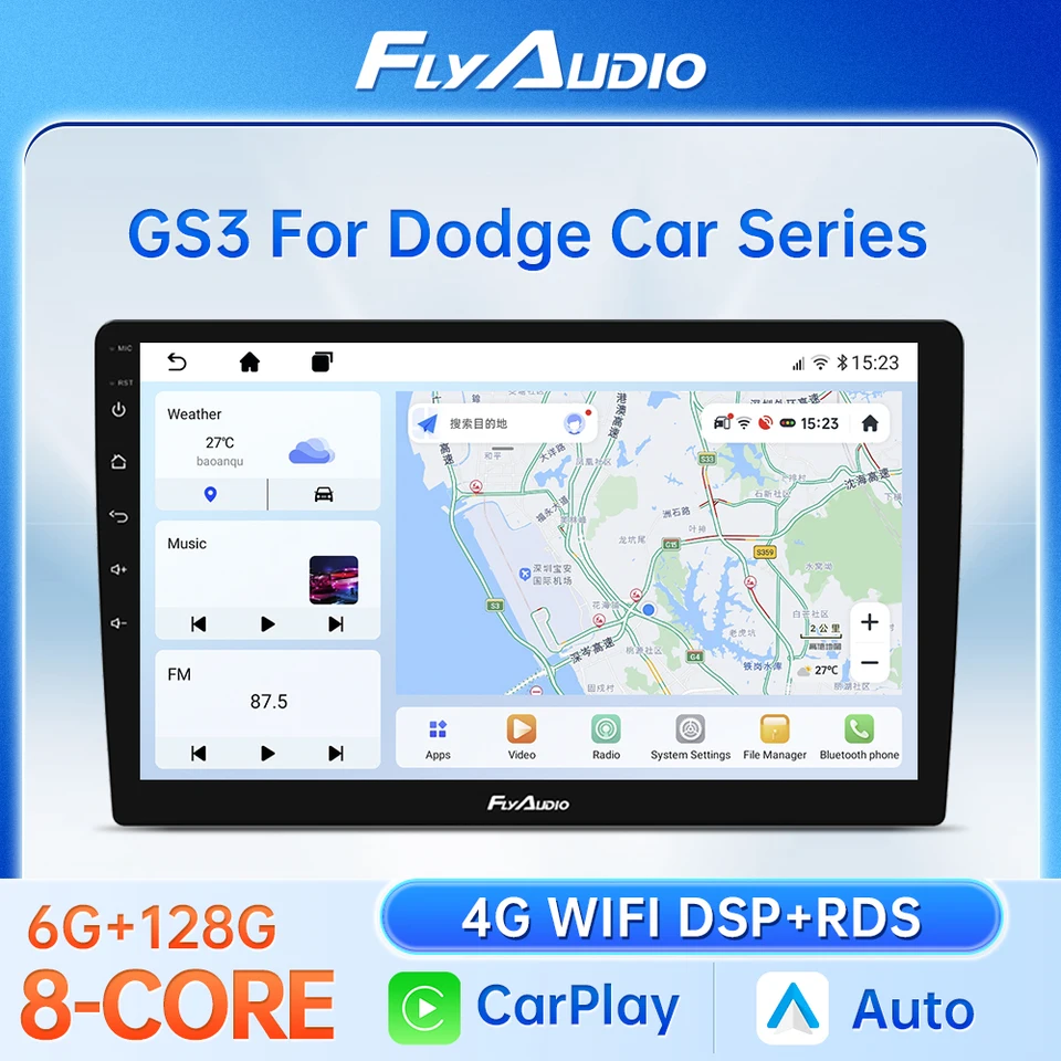 CarPlay Dodge Car Radio Multimedia Car Stereo Stereo Video Player Navigation 2 Din /9 /10 ”4G WiFi GPS Car Stereo Player