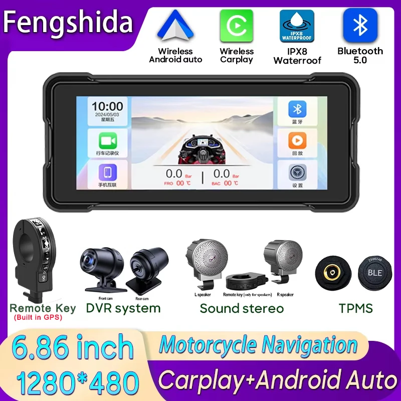 CarPlay Motocykel GPS navigácia Android Auto Ipx8 Witerproof pre Moto Multimedia Digital Dashboard Display Screen Monitor Bicykel