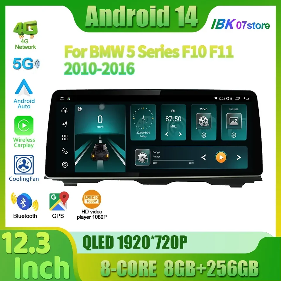 CarPlay Stereo multimediálne navigácia Universal Screen Screen Head Unit Android 14 12,3 '' pre BMW 5 Series F10 F11 2010-2016