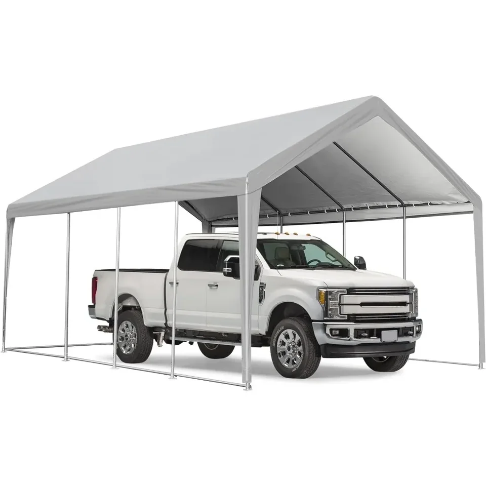 Carport 13 × 25 stôp automobilu Canopyventilované okná vymeniteľné bočné steny a dvere zipsu, vodotesné All Seasontarp pre SUV, prenosná garáž