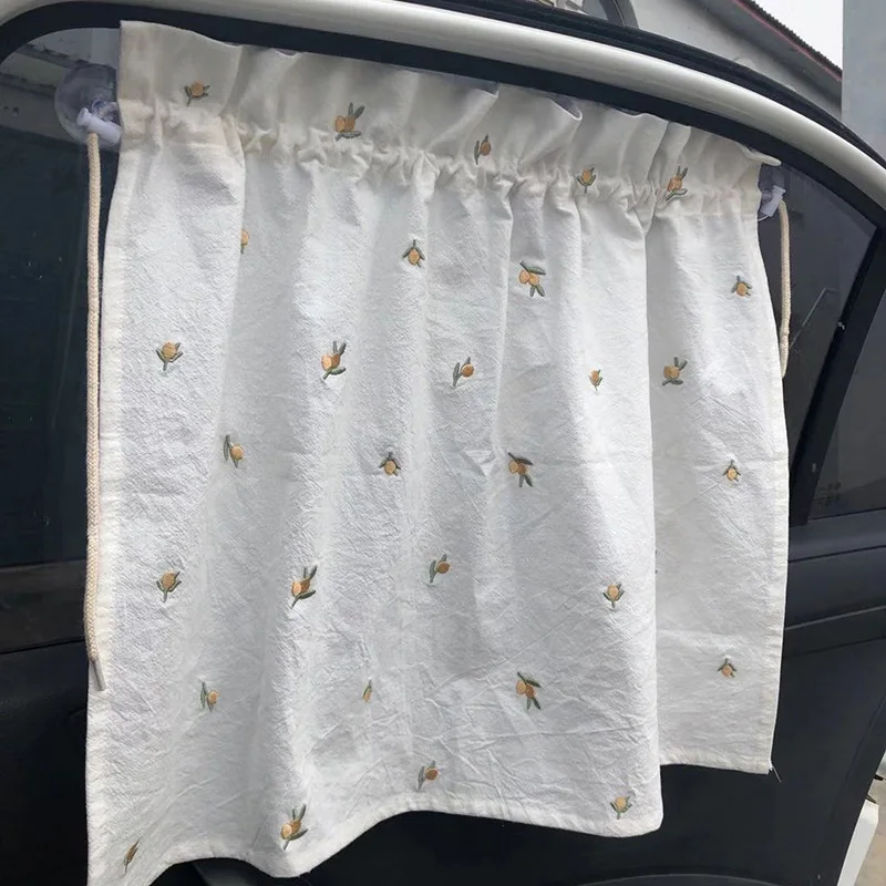 Cartoon Baby Car Curtain Kawaii Vyšívaná medveď hviezda Mesiac Slnko Ochrana Sunshade pre deti