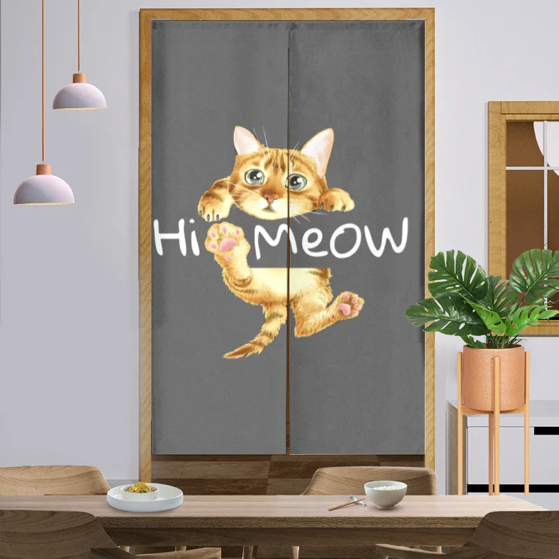 Cartoon Cat Dvere Curtains Cute Animal Obývacia izba detská spálňa prierez