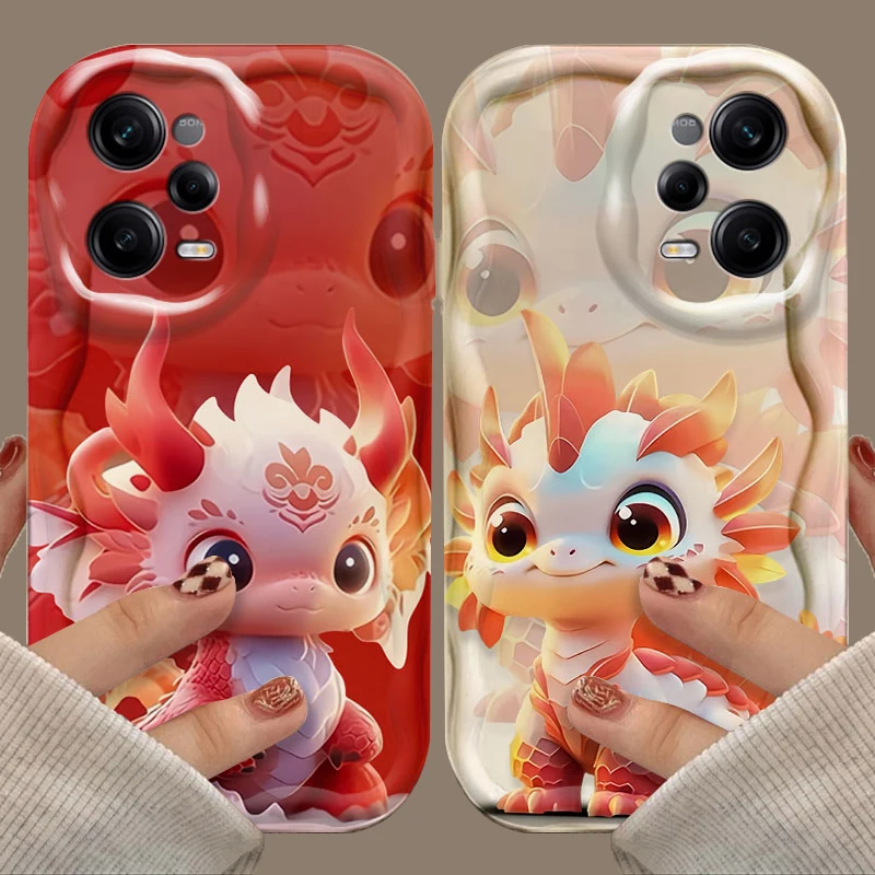 Cartoon Dragon dlhý mäkký silikón pre Xiaomi Redmi Note 13 12 Pro Plus 4G 5G 12S 12R 11S 10S 10S 9S 7 8 9 Pro Max Pase Puzdro