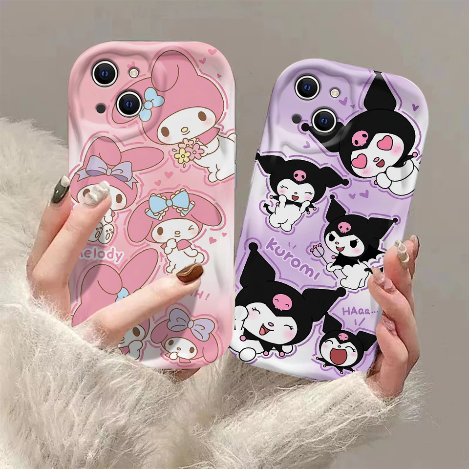 Cartoon Kuromi My Melody Pochacco 3D Wave puzdro pre iPhone 15 14 13 12 11 Pro Max Mini XR XR XSMAX 8 7 6S Plus mäkký silikónový kryt