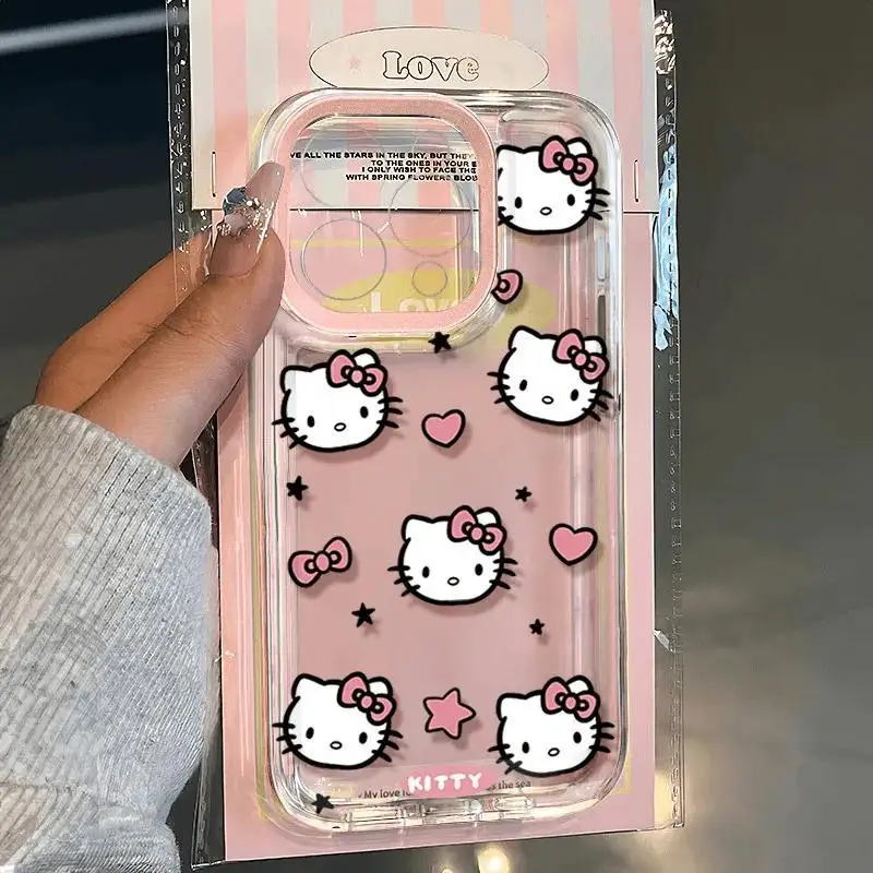 Cartoon Love Hello Kitty Clear Space Telefón puzdro pre Vivo y 03 17S 19 21S 28 28 32 33S 52S 55S 73S 76S 78 100 200 4G 5G Cover