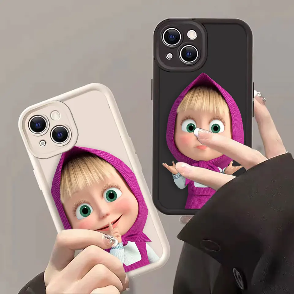 Cartoon M-Masha a B-Bear Puzdet pre infinix Tecno Camon 20 30 Hot 20 30 30i 40 4 40i Play Poznámka 12 G96 30 Nula 30 Pase Shell