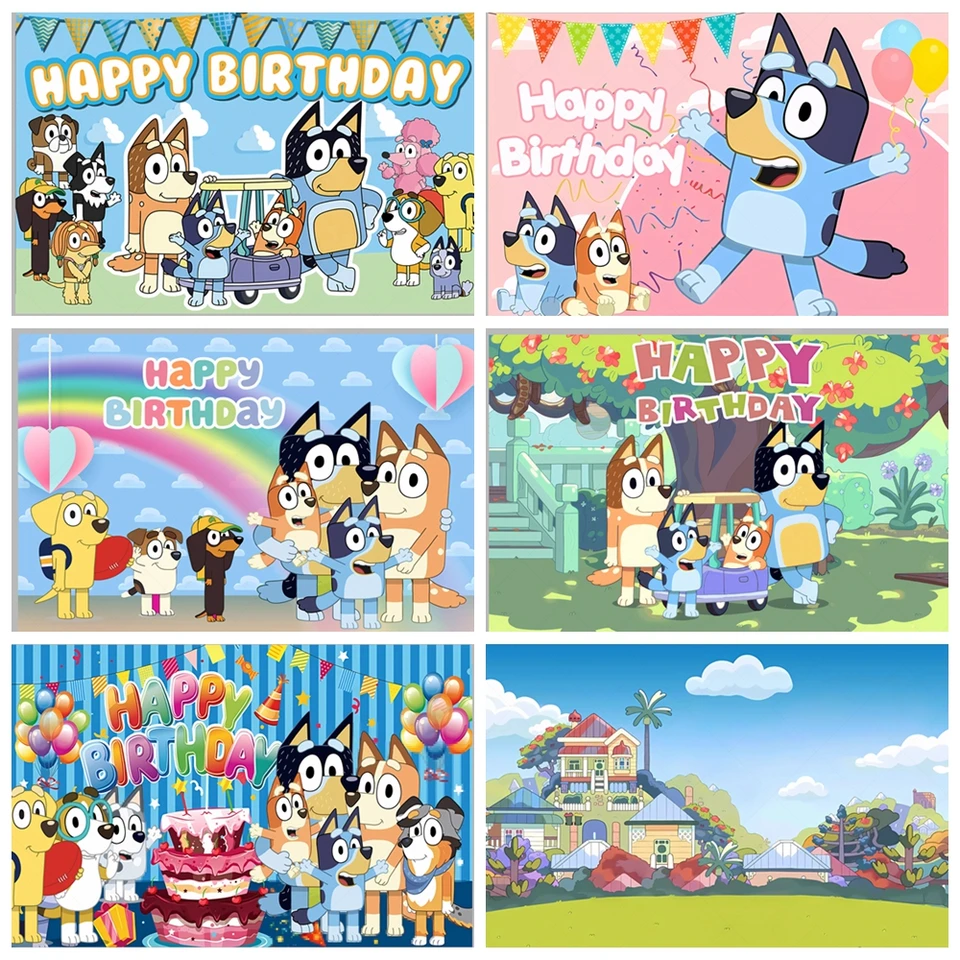 Cartoon Shepherd Dog Blue pozadie chlapca dievča šťastné narodeniny Prispôsobené fotografické štúdio Fotografie Dekoratívne pozadie vinyl