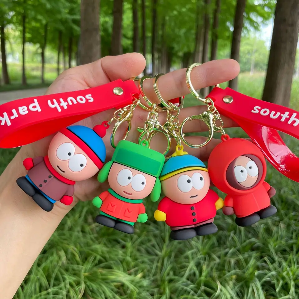 Cartoon South Park Key Chains Kawaii Figure Model Key Ring Bag Prívesok Kids Hračky Roztomilé auto kľúčové reťazce Ozdobia Darčeky