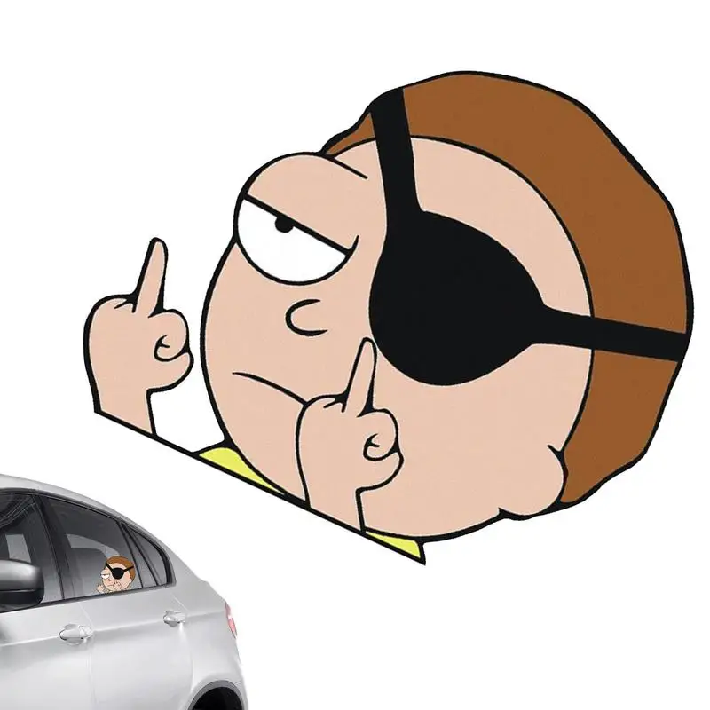 Cartoon Stredný prst nálepka Funny nepremokavý vinyl Automatické okno Nálepky na sklo Decant Doplnky pre prenosné počítače
