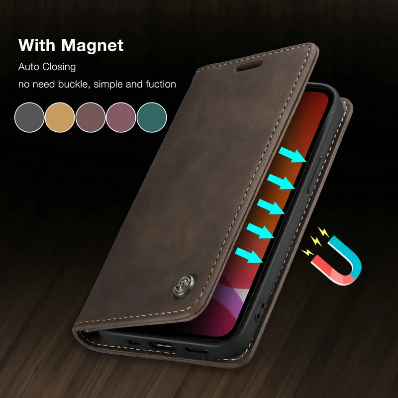 CASEME pre iPhone xr puzdro 11 12 13 Mini xs 6 6s 7 8 Plus SE2020 Retro koža magnetická kniha Telefón Plesk pre iPhone xr puzdro