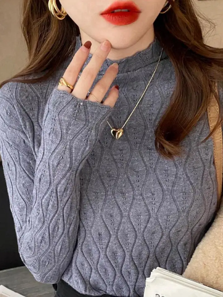 Cashmere korytnačka Ženy Ženy na jeseň Zimná zima Warm Pullover Slim Tops Pletený sveter skokan Soft Pull Female
