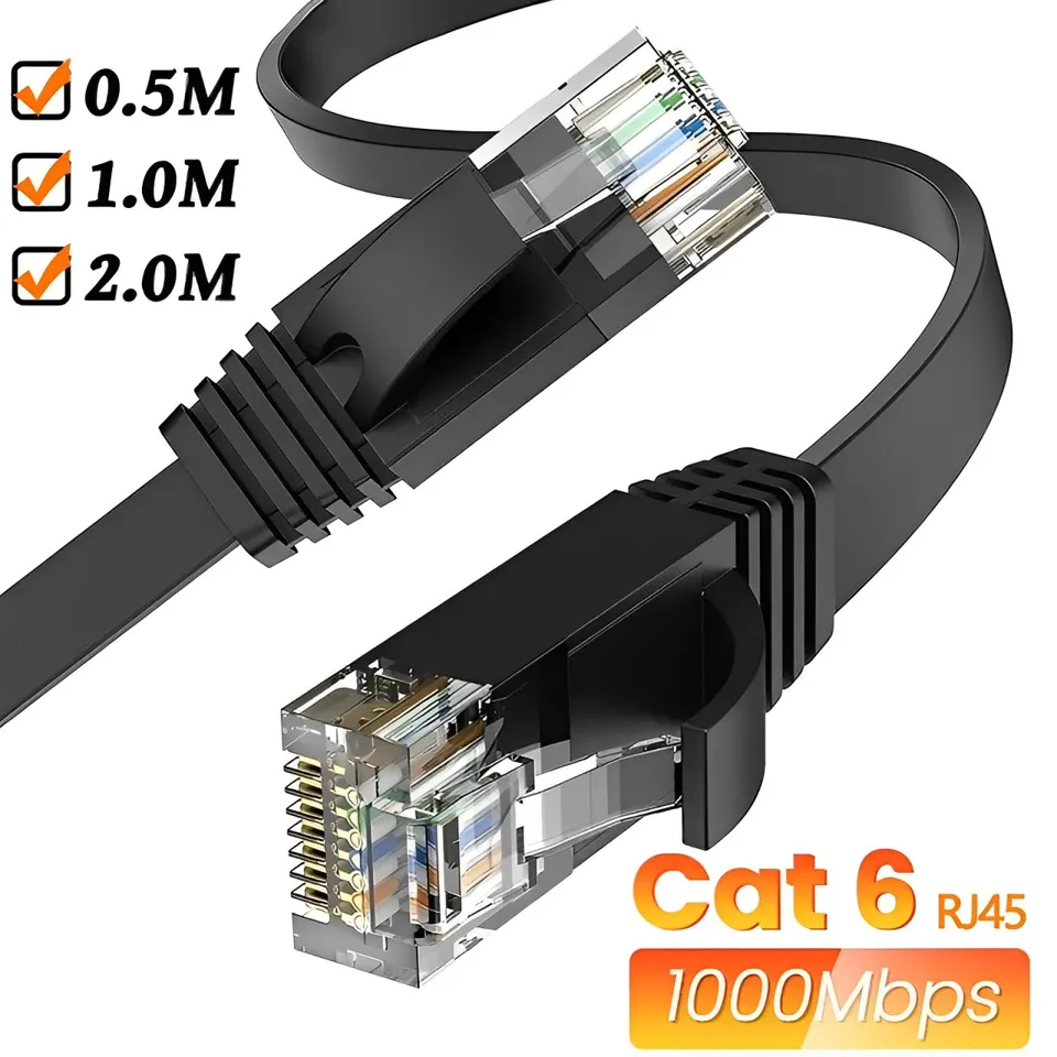Cat 6 Ethernet Cableh plochá HIG Rýchlosť 1 000 Mbps Internetové káble Sieťový kábel Cat6 RJ45 tienené vnútorné káble pre PC 0,5 m 1 m 2m