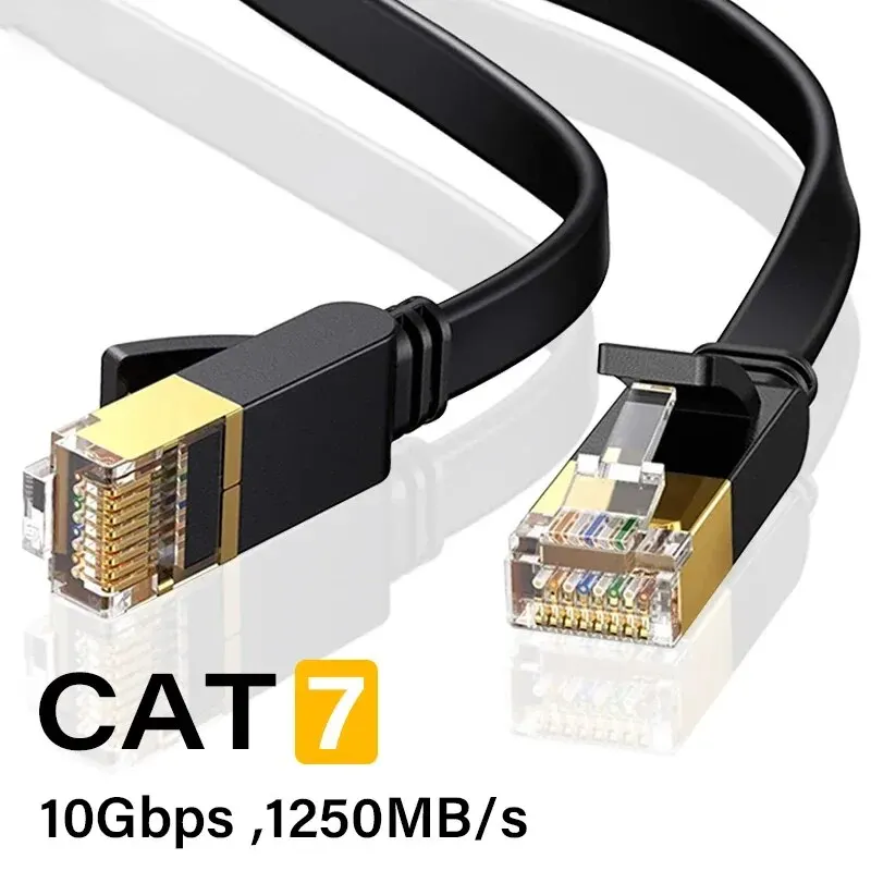Cat 7 Ethernet Cable Plochý LAN kábel 10 Gbps vysokorýchlostná sieť RJ45 pre počítač Router Modem PC a notebooky PS3 PS4 1-10M