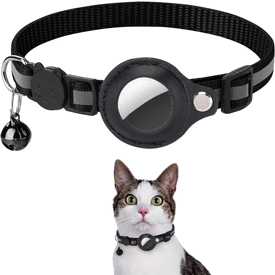CAT Airtag Držiteľ goliera odtrhnutia reflexné prúžky nastaviteľné mačiatko Golier Neprežútný mačkový zvon