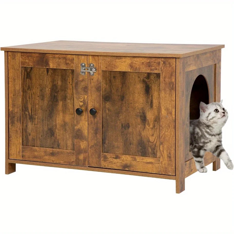 Cat Box zatvorený nábytok skrytý drevený mačkový kúpeľňový nábytok