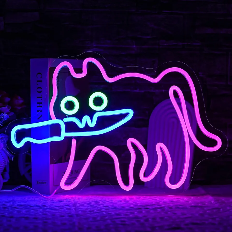 Cat Cafe Cat House SLADE CAT Neon Sign NON KNESE NEON LIGHT Rozkošné LED Neon SignStore Restaurant Home Kitchen