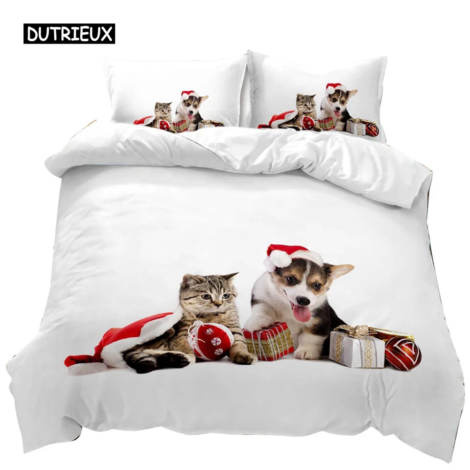 Cat Duin Cover Cats and Dogs Hrajte vianočné zvieracie obliečky pre domáce zvieratá súprava pre deti dospievajú