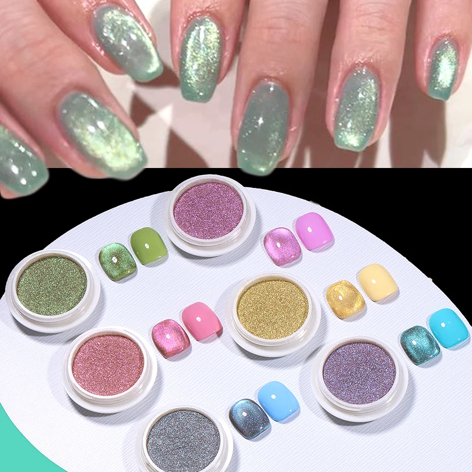 Cat Eye Magnetický prášok 3D chróm lesk Chameleón lesklý gélový lak na nechty na pigment prach DIY
