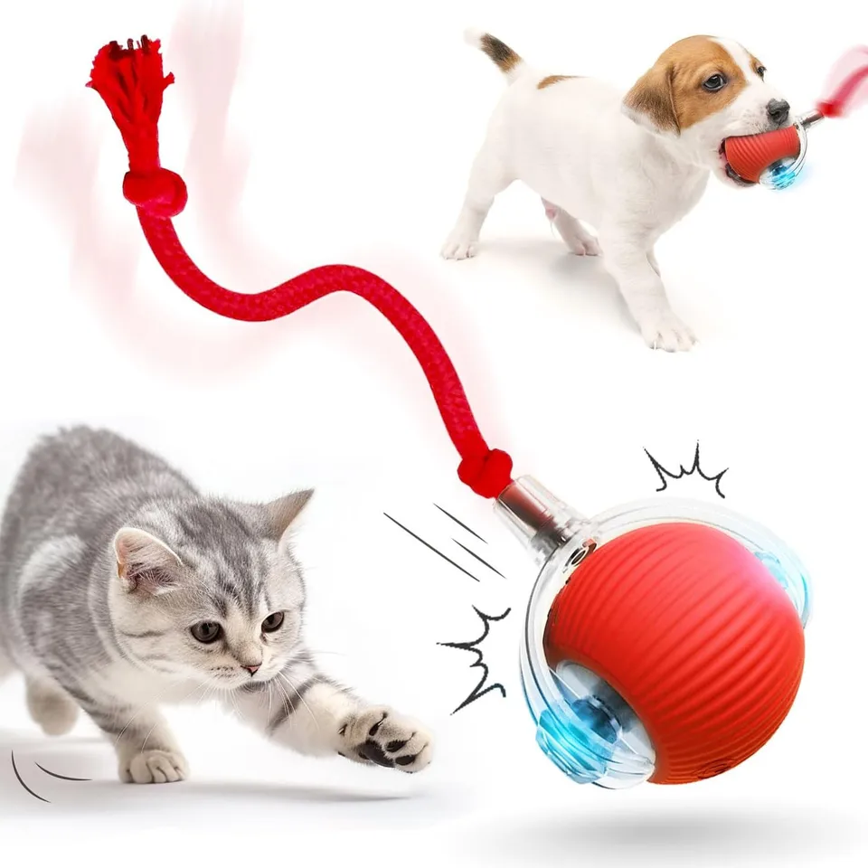 Cat Interactive Ball hračky automatické elektrické rolovacie loptičku Faux chvost nabíjateľné inteligentné pet upúchľovače hračiek Cat Training Imate Mouse