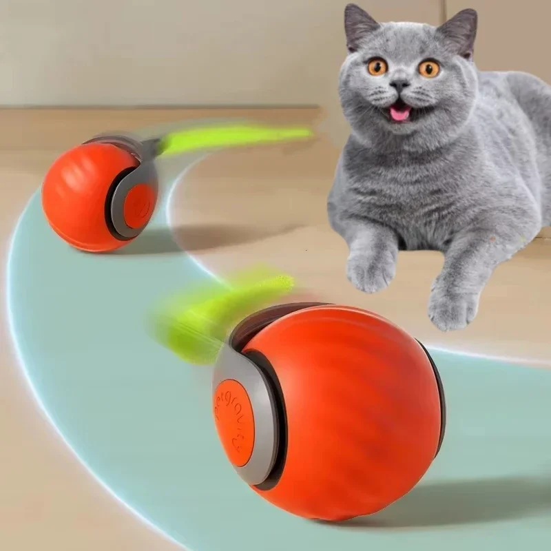Cat Interactive Ball hračky automatické rolovacie gule Faux Tail Nabíjateľné inteligentné domáce zviera Elektrické hračky pre psie psie pre psie mačka imitujte myš nové