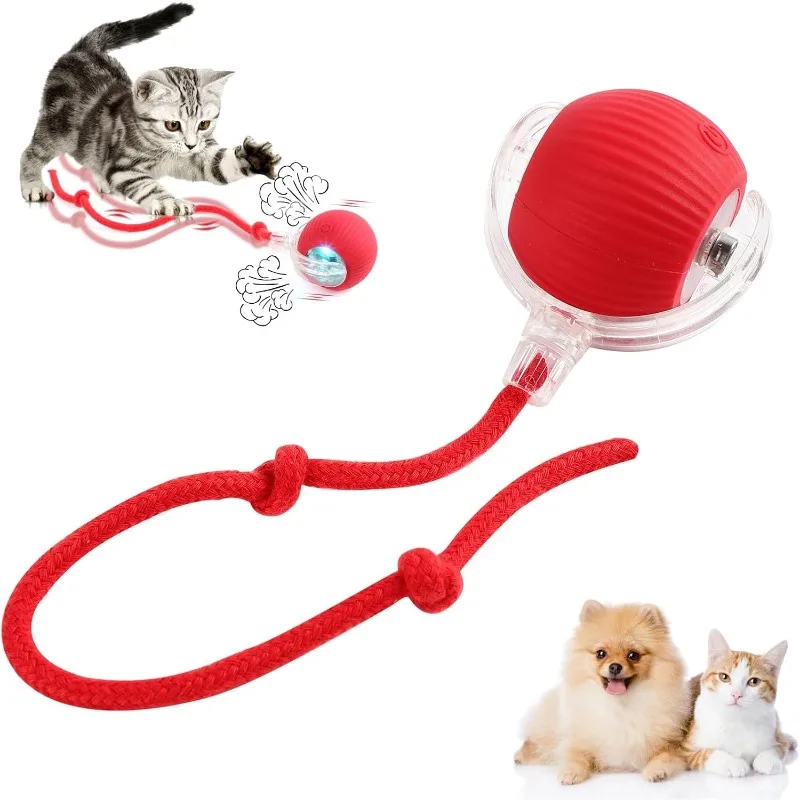 Cat Interactive Ball Toys Automatická rolovacia guľa Faux Tail Nabíjateľná inteligentná pet elektrická hračka pre psov Training Imate Mouse