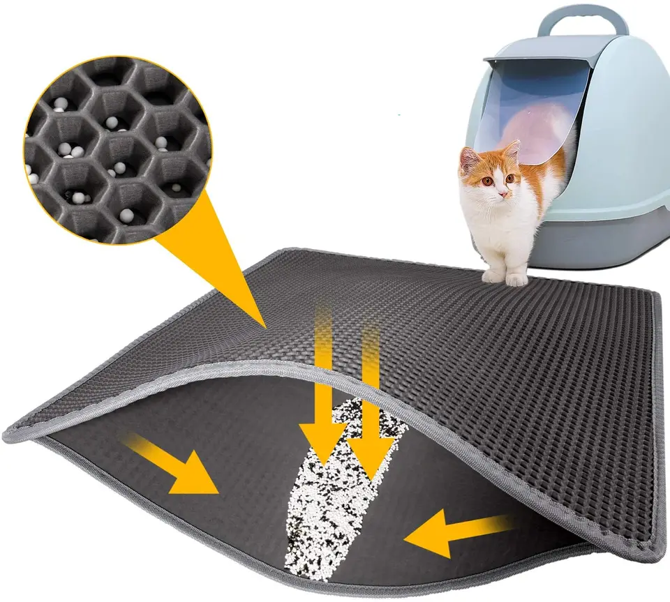 Cat Litter Mat vodotesná eva dvojvrstvová dvojvrstvová mačka podstielka zachytávajúce sa podstielky Pet Litter Box Mat Pánok Čistá vložka Výrobky mačiek Príslušenstvo