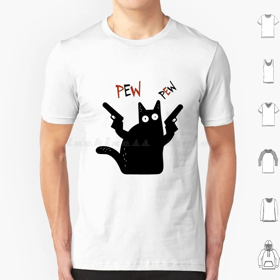 Cat Meme Gun Cat Darček prémiové umenie tričko Men muž Ženy deti 6xl čierna mačka žlté oči Halloween nápad vtipné retro vinobranie vtipné