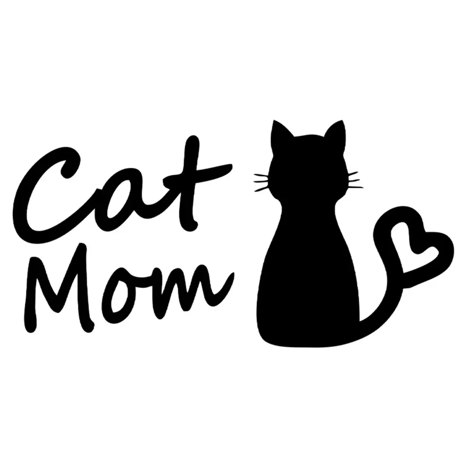 Cat Mom Sticker Sticker Funnyvinyl Decca Decor Black Silver for Fiatstickers