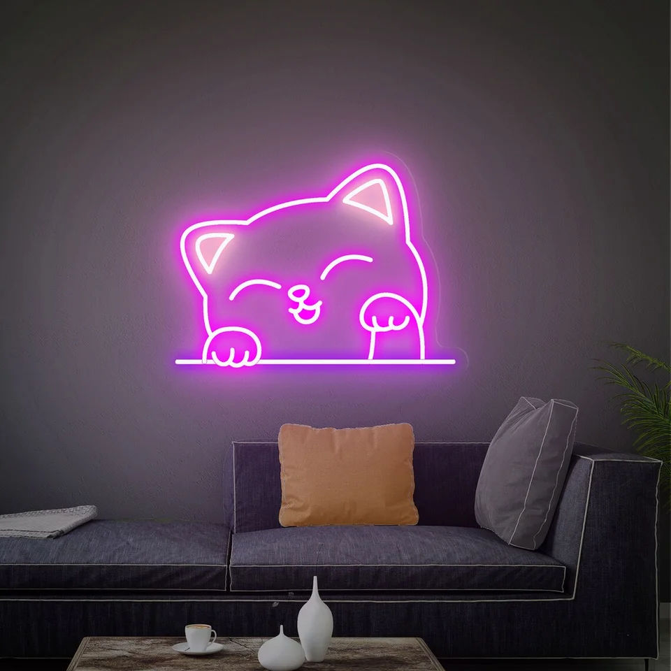 Cat Neon Sign Spálňa dekor bar klub Art Wall Decor Decor Lover Lover Darčeky roztomilé steny vlastné neónové dekorácie mačka nočné svetlo