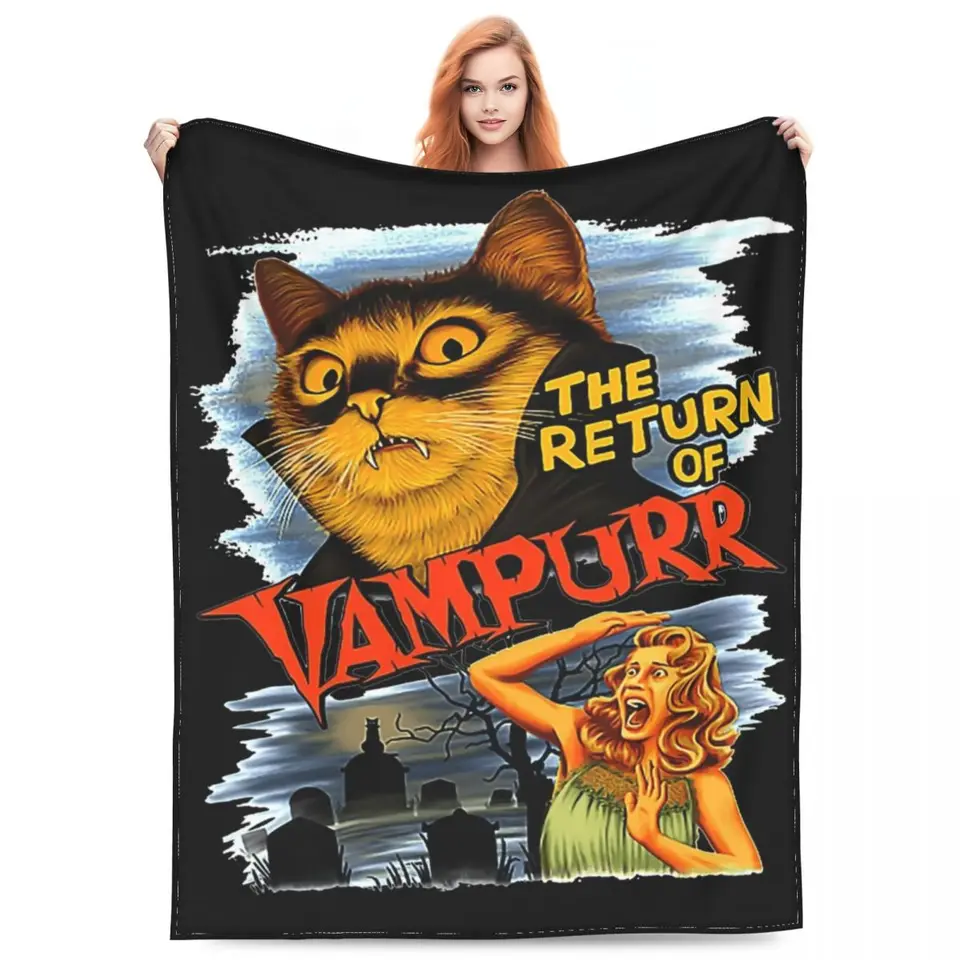 Cat Návrat upurpr merchandise prikrývka flanel posteľná posteľná hororová prikrývka Pohodlná ultra-mäkká pre auto postele