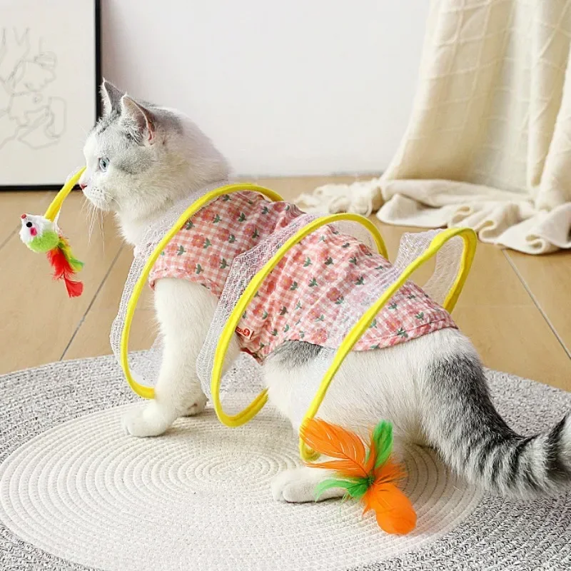 Cat Toy Feather Cat Tunnel Cats hračky interaktívne hračky v tvare S pre mačky hrajúce skladacie vlastné hi tunel hračky pre domáce zvieratá
