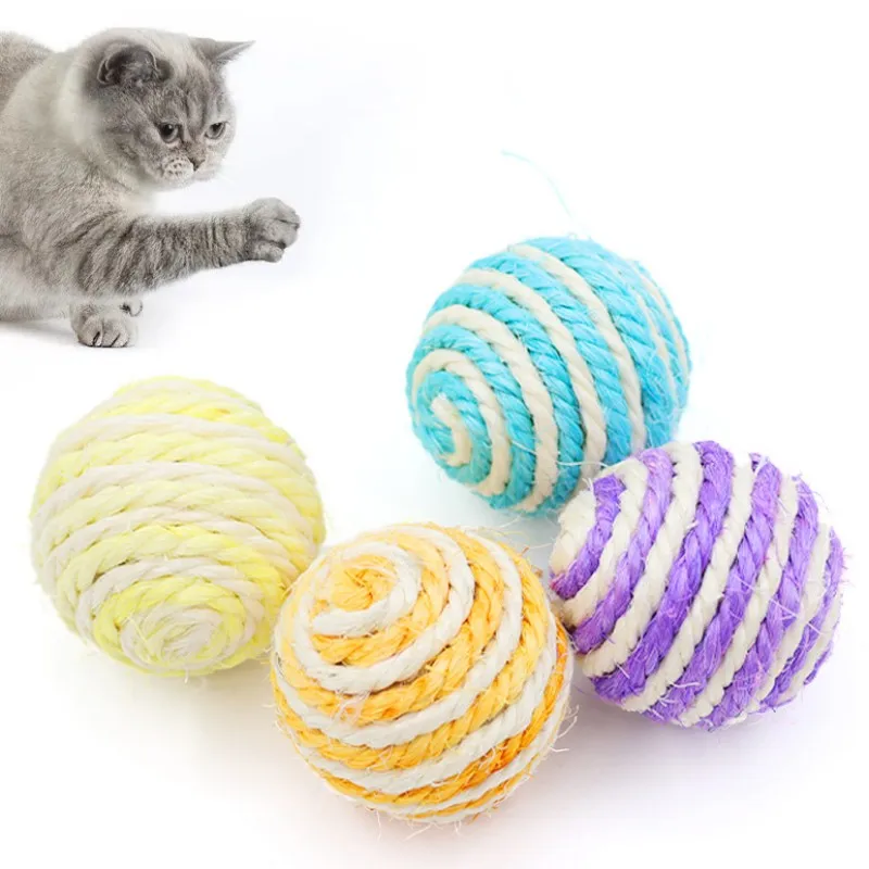 Cat Toy Sisal Ball 2pc Cat Toys Interactive Bite-rezistentné 2ks sisal gule hračky pre mačky dráždia mačky hračky s Bell Pet Supplies