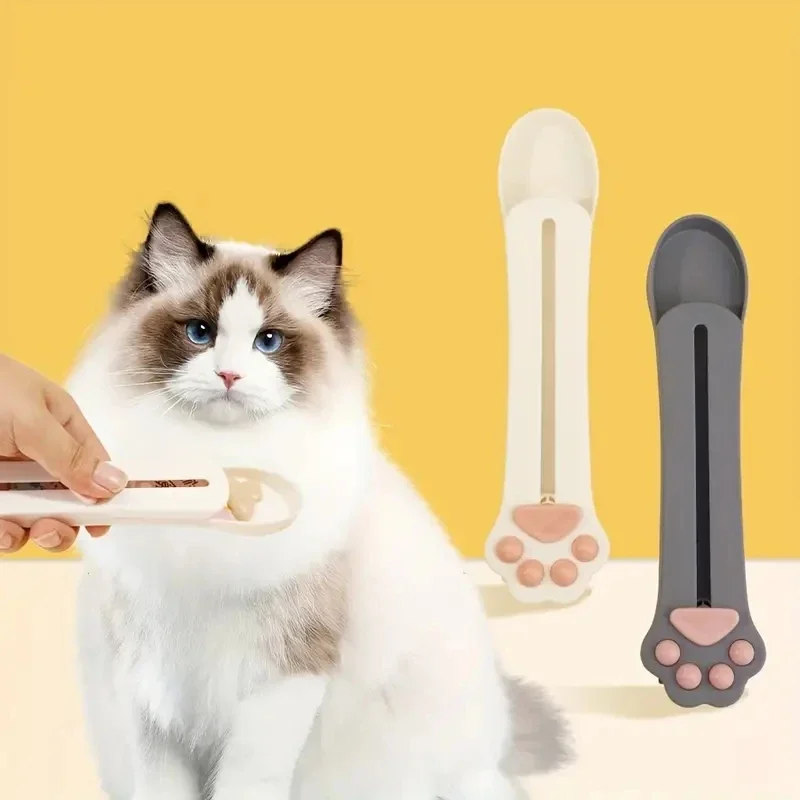Cat Treat DispenSer Lyžica, lyžica kŕmenia pieskovkov, plastová lyžica ošetrenia mačky, krémový extrudér s občerstvením, náradie na kŕmenie domácich miláčikov pre domáce zvieratá